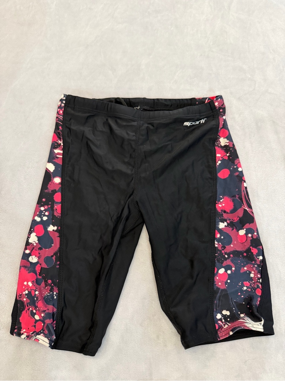 Sporti Boy Size 28 Black Competitive Swim Training Jammers Red Accents
